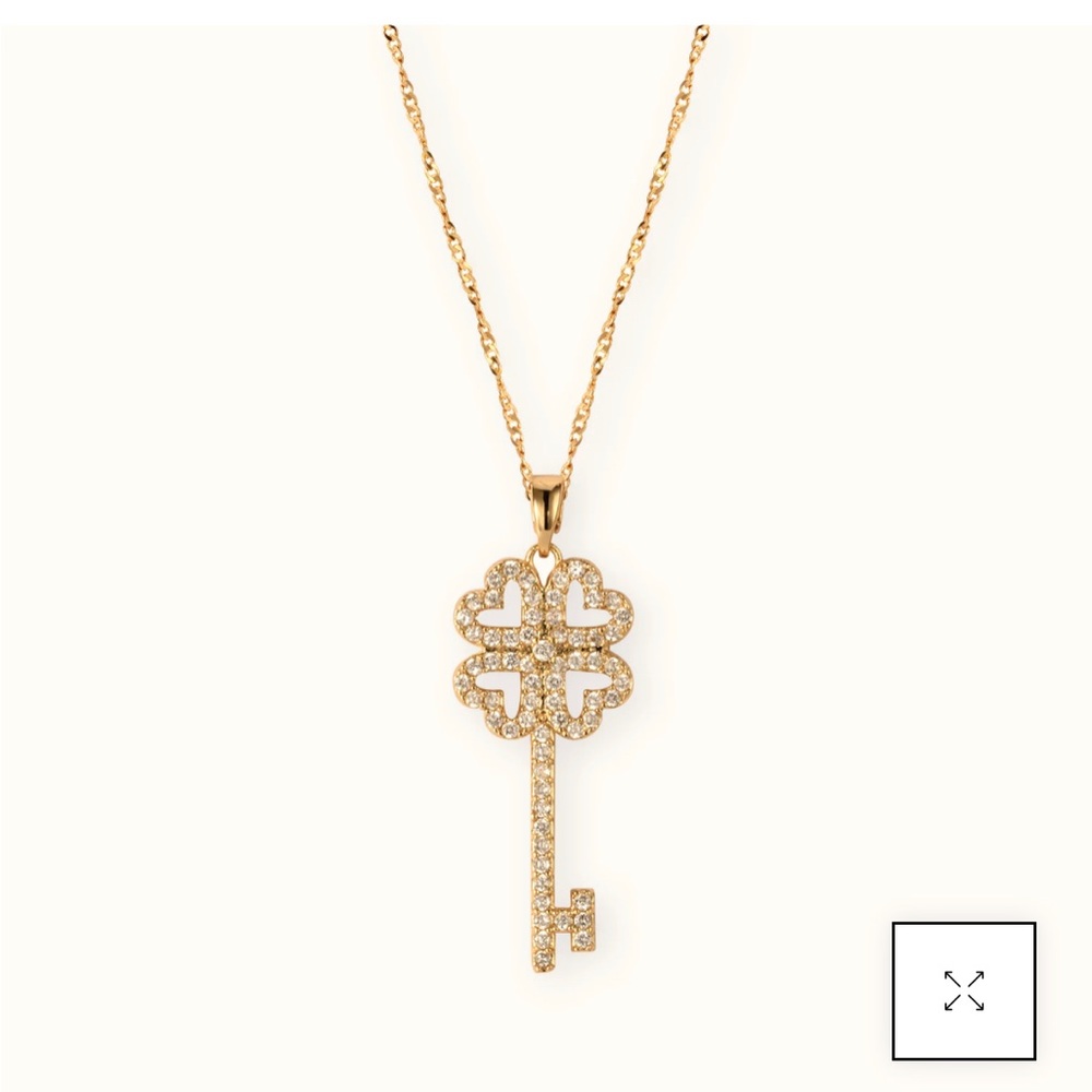 NWT Alicia Bonnie The One Necklace, 14kt gold over brass w/ zirconia key pendant